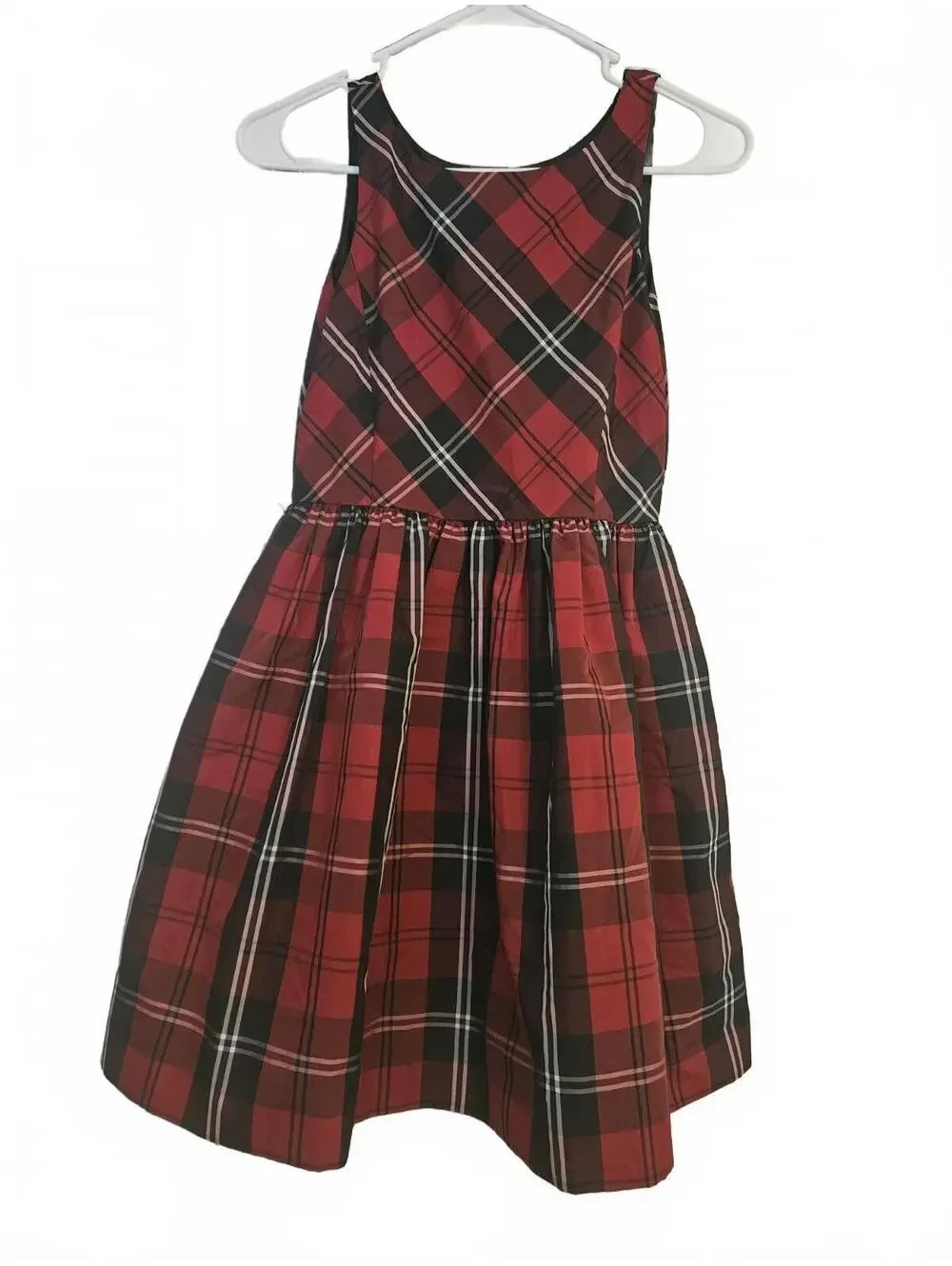 Polo Ralph Lauren Christmas Girls 12 Red Black Tartan Plaid Fit & Flare Dress